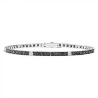 Bracelet Recarlo Face Cube in White Gold Diamante Black 2.20 Ct T39SE887/KX-20 - T39SE887/KX-20